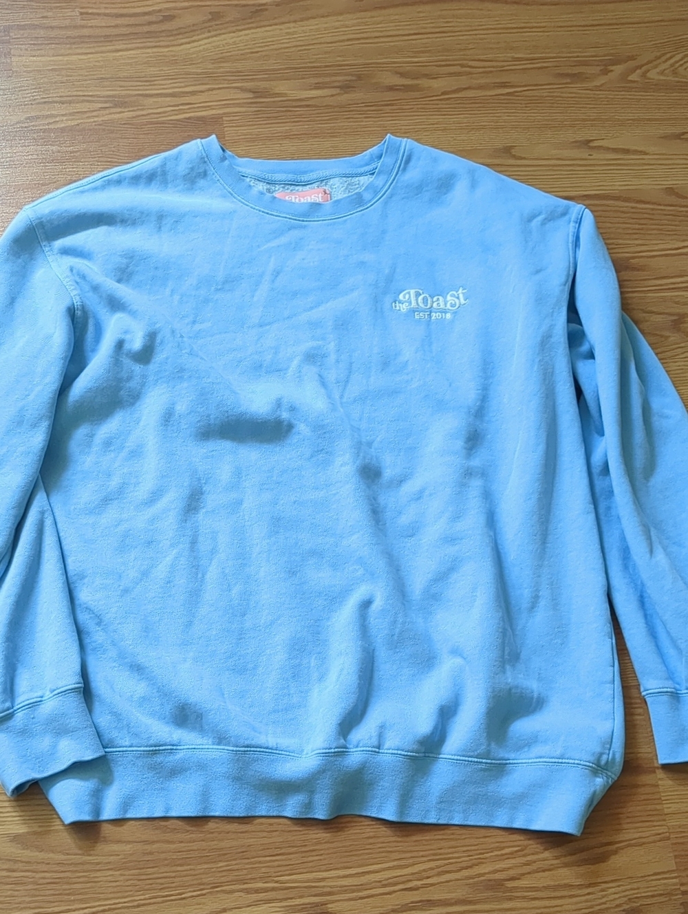 The Toast Podcast Embroidered Oversized Crewneck Sweatshirt Blue Womens S